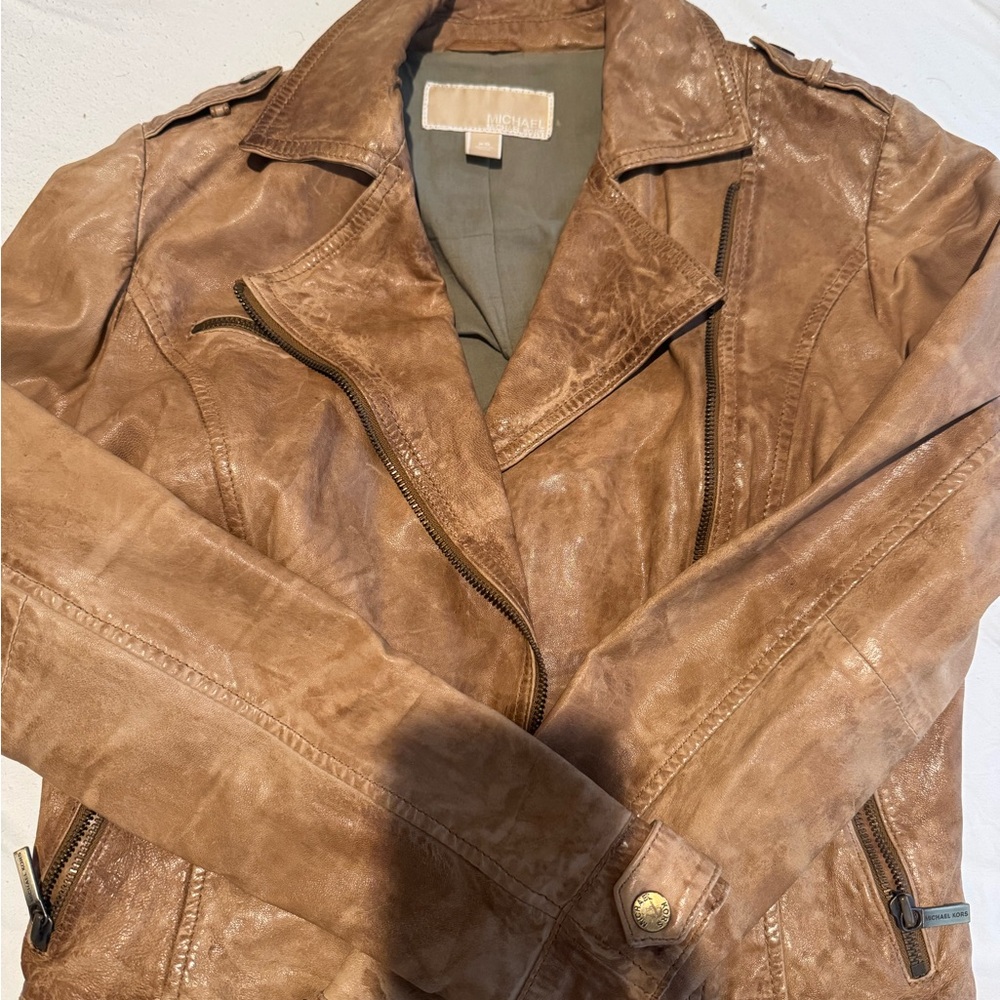 Michael Kors Tan Leather Jacket